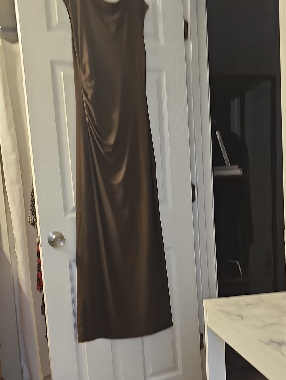 Divided Brown Sleeveless Maxi Dress